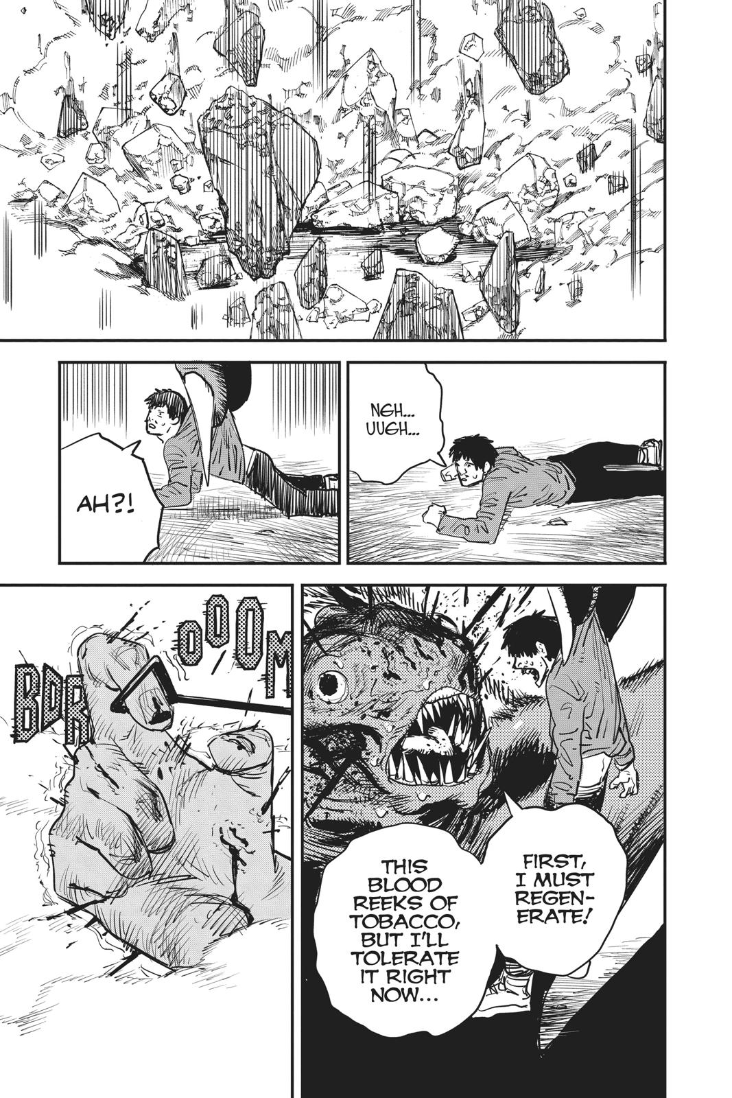 Chainsaw Man Manga Chapter 8 page 19 - Chainsaw vs. Bat scene