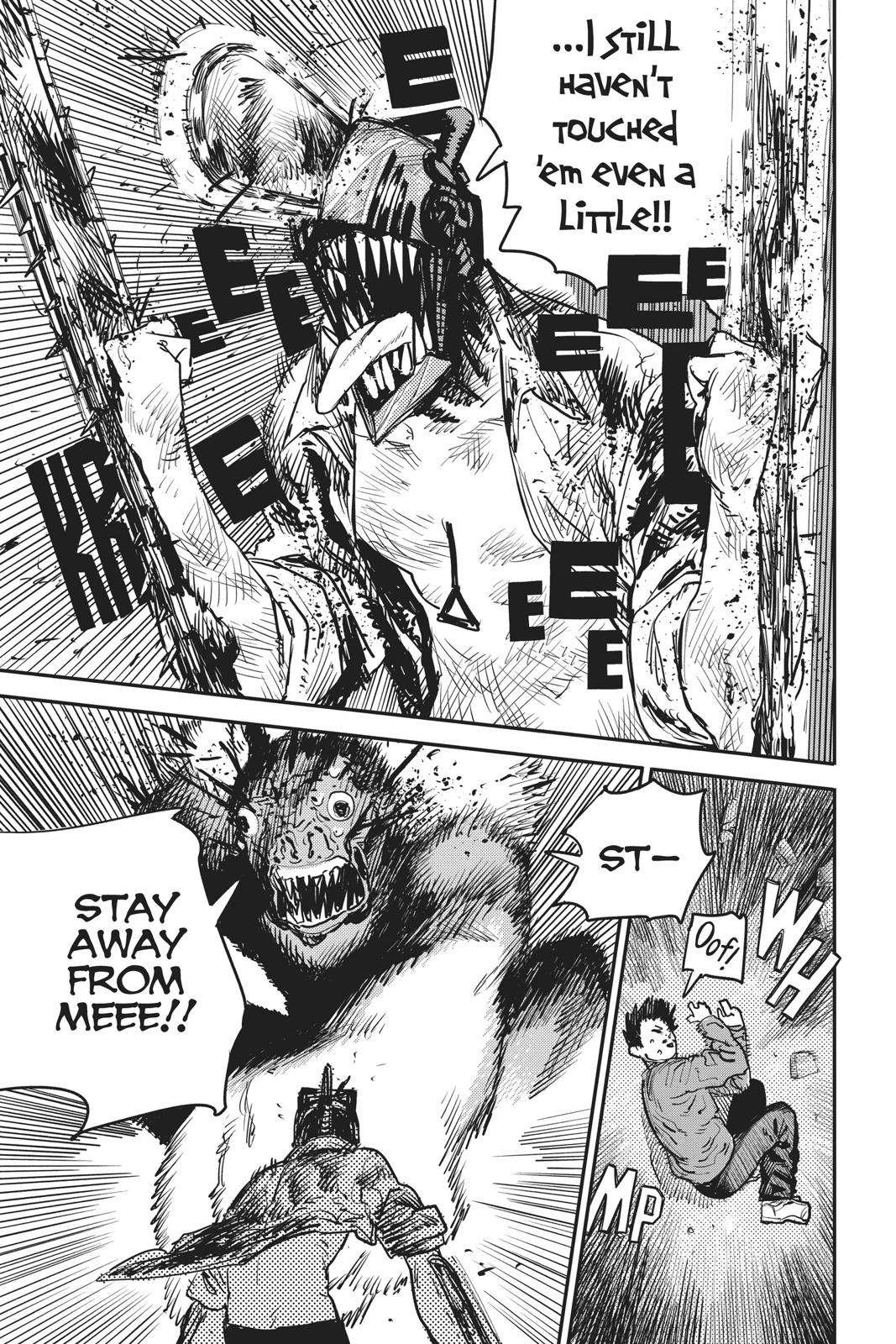 Chainsaw Man Manga Chapter 8 page 21 - Chainsaw vs. Bat scene