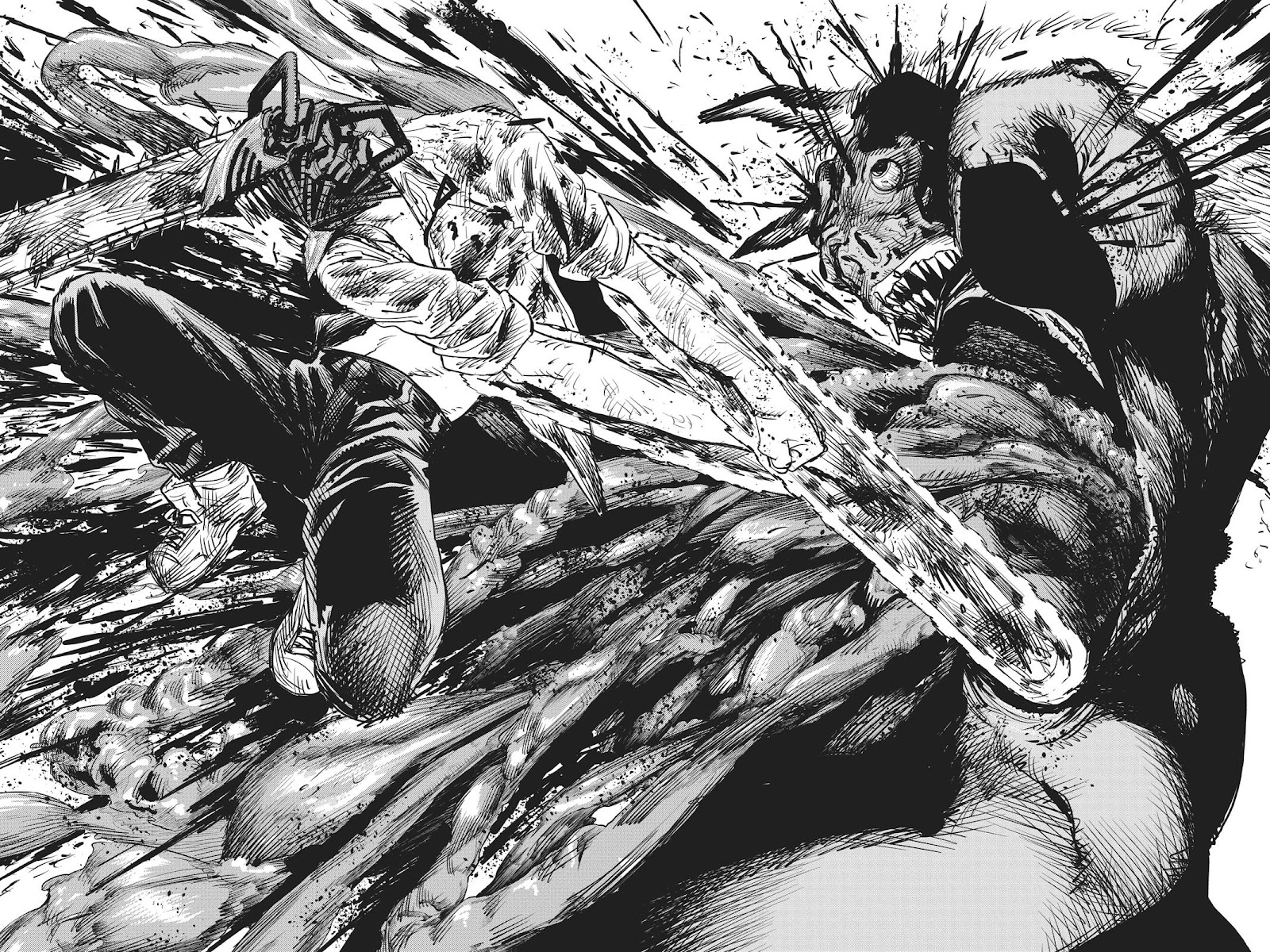 Chainsaw Man Manga Chapter 8 page 24 - Chainsaw vs. Bat scene