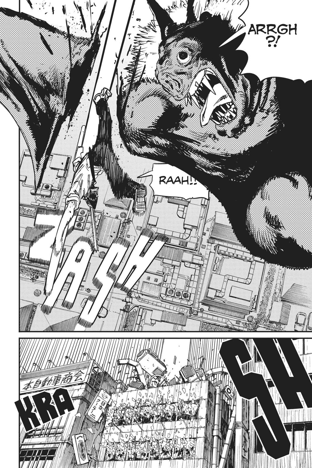 Chainsaw Man Manga Chapter 8 page 9 - Chainsaw vs. Bat scene