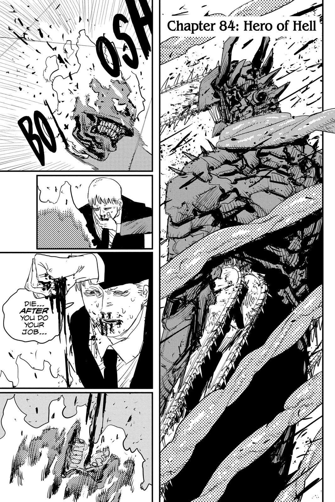 Chainsaw Man Manga Chapter 84 page 1 - Hero of Hell scene