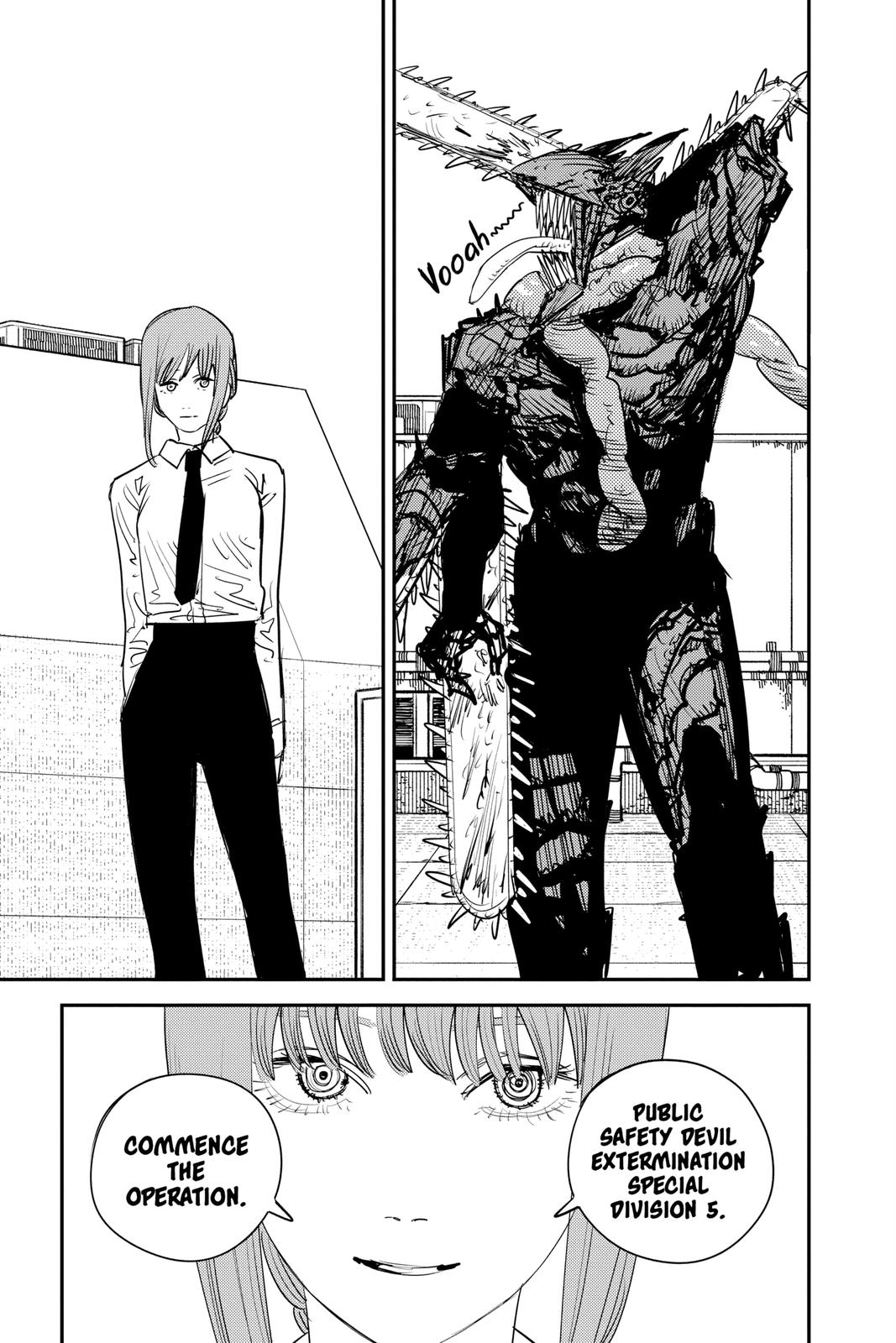 Chainsaw Man Manga Chapter 87 page 3 - Chainsaw Man Vs. the Horrifying Weapon Humans scene