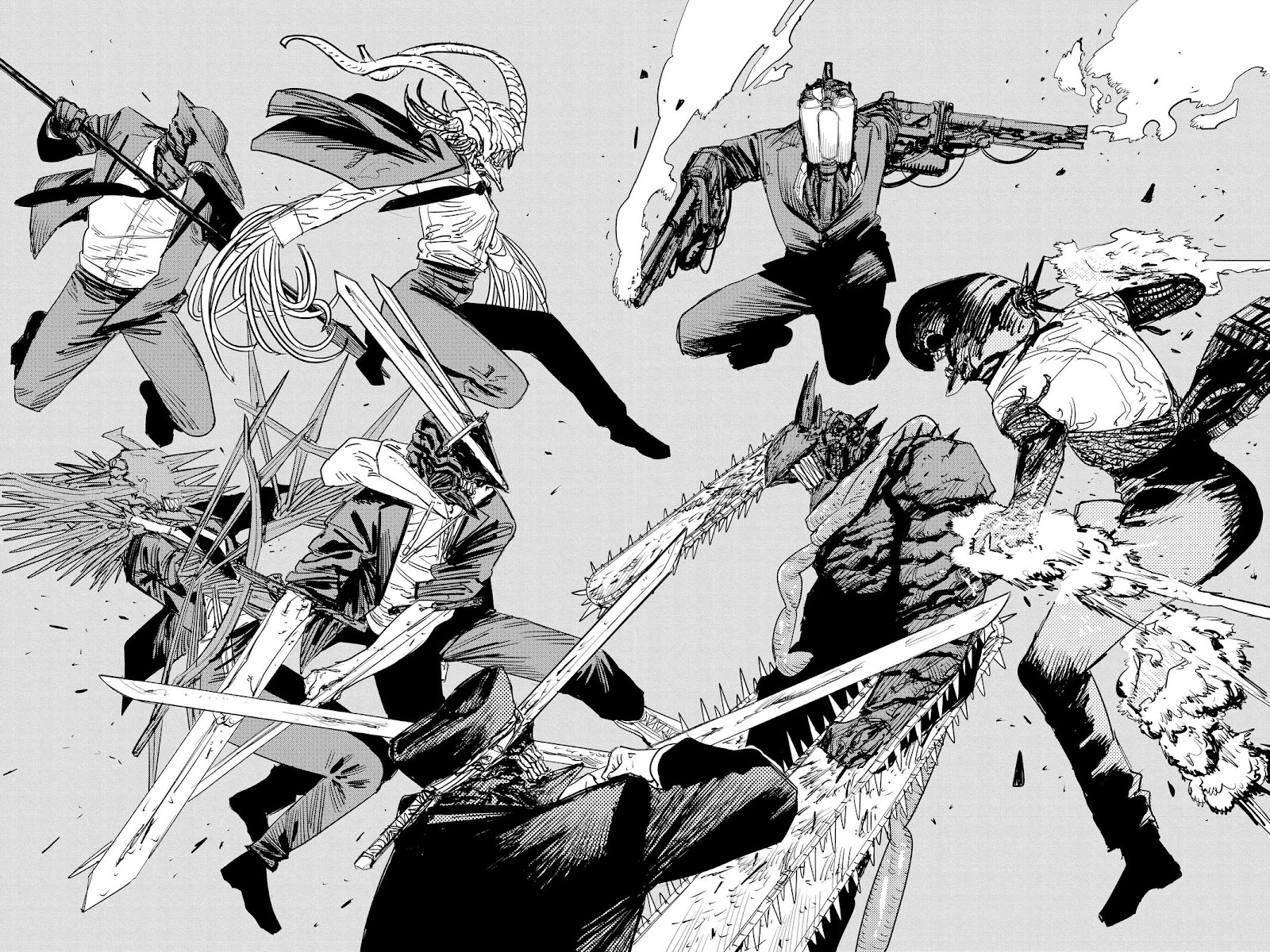 Chainsaw Man Manga Chapter 87 page 6 - Chainsaw Man Vs. the Horrifying Weapon Humans scene