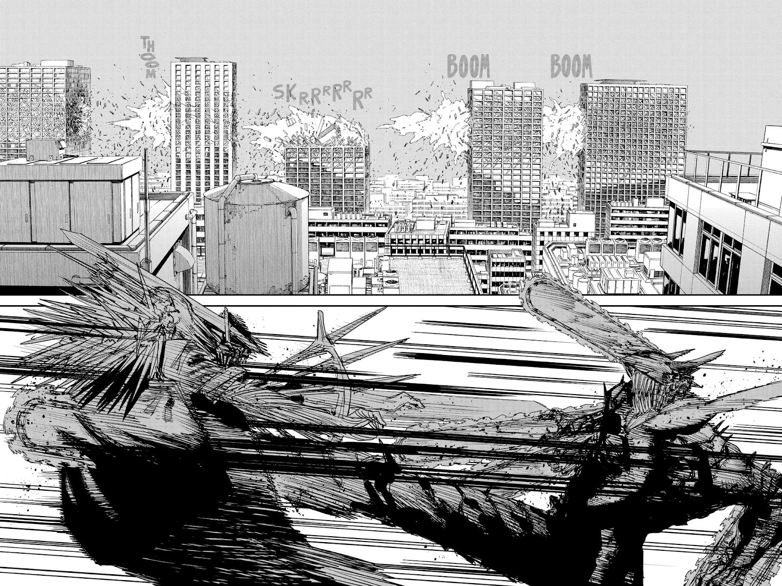 Chainsaw Man Manga Chapter 87 page 9 - Chainsaw Man Vs. the Horrifying Weapon Humans scene