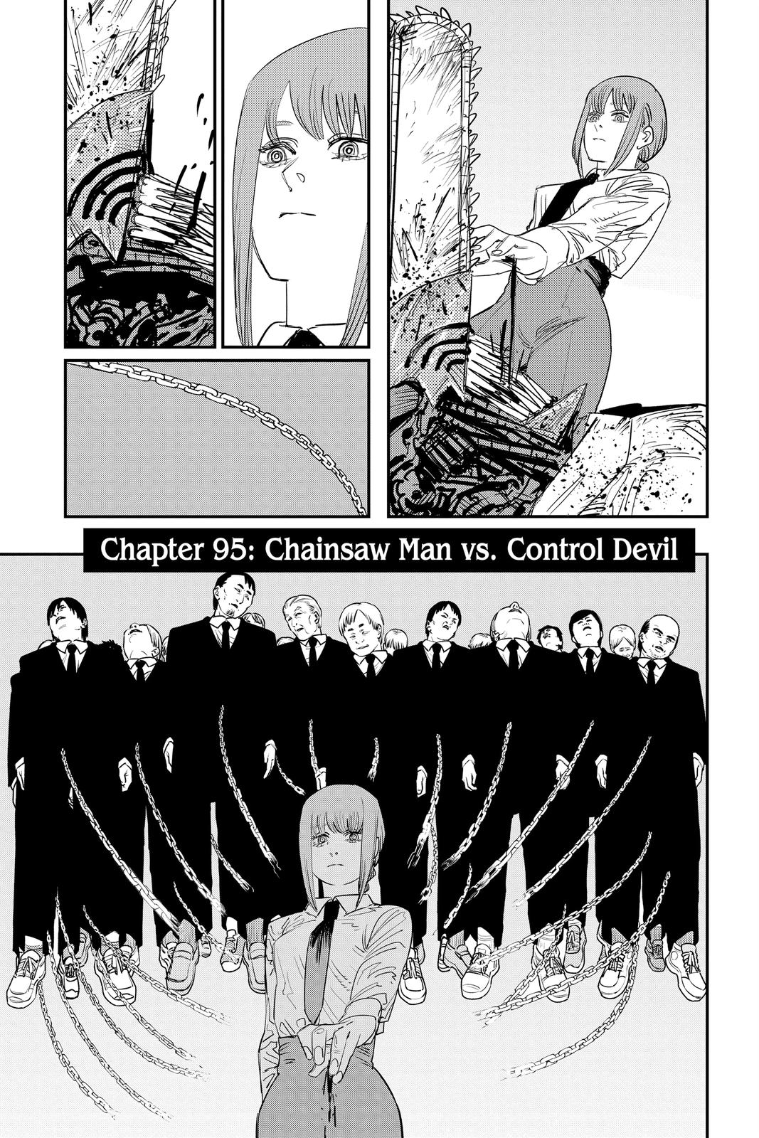 Chainsaw Man Manga Chapter 95 page 1 - Chainsaw Man vs. Control Devil scene